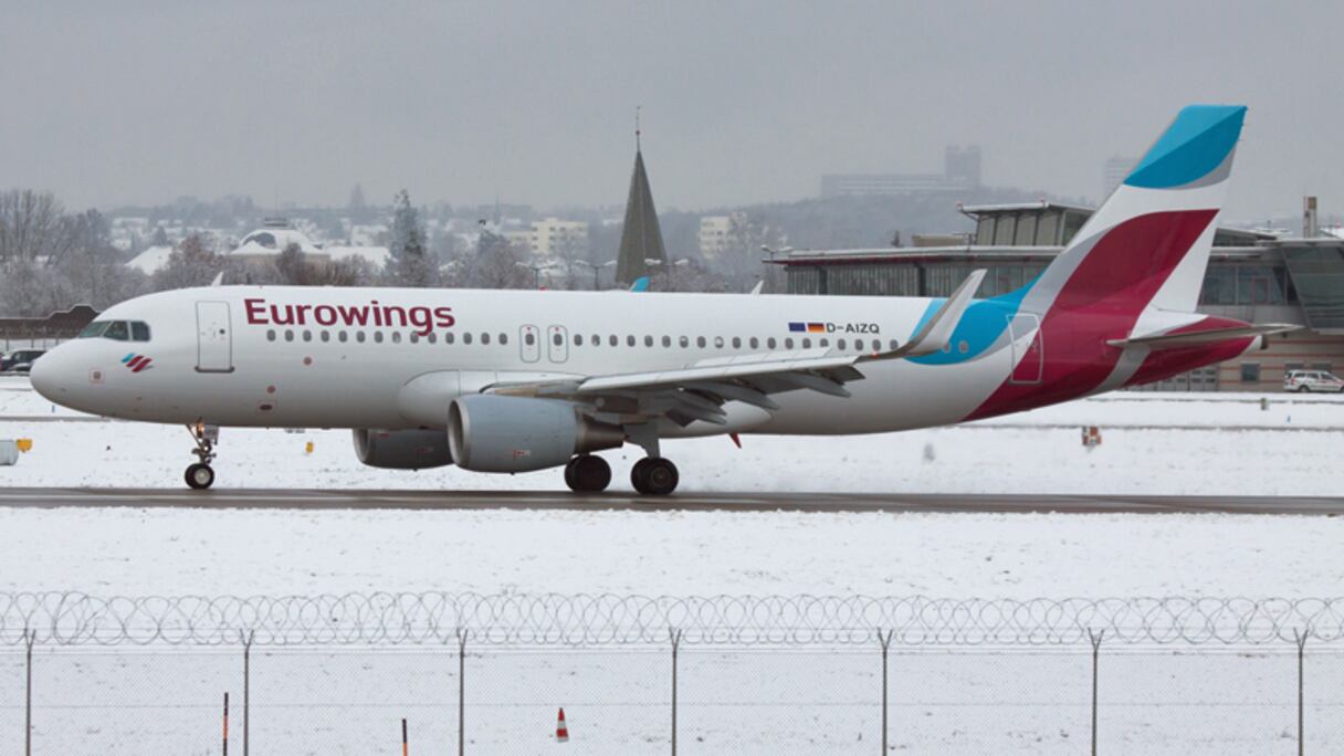 Un Airbus A320-200 d'Eurowings à l'aéroport de Stuttgart, en 2015.
