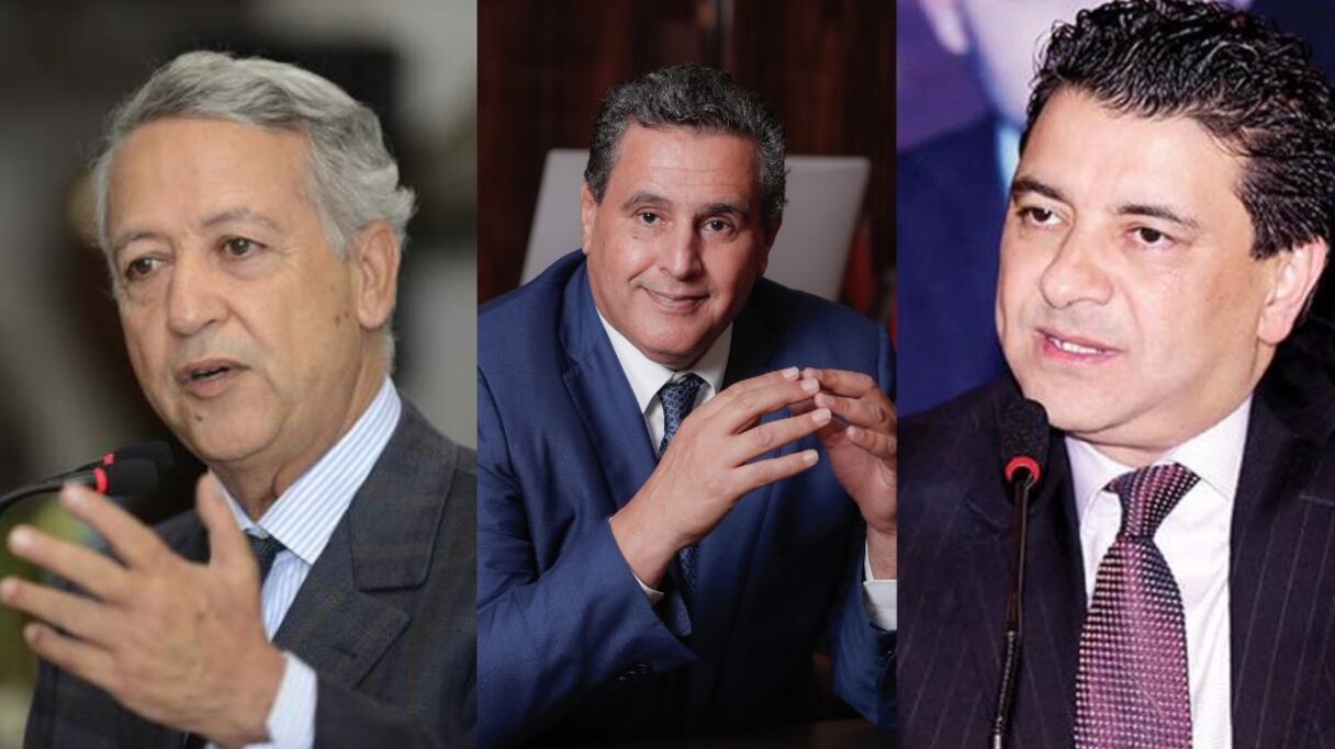 Mohammed Sajid (UC), Aziz Akhannouch (RNI) et Abdessamad Archane (MDS).
