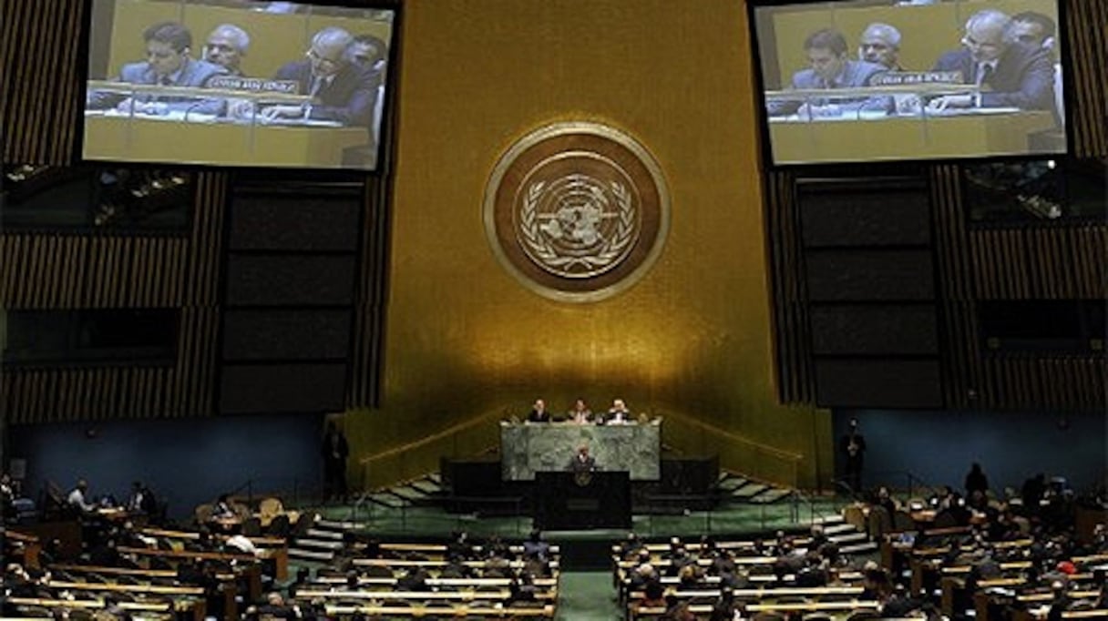 Une réunion de l'Assemblée générale de l'ONU.
