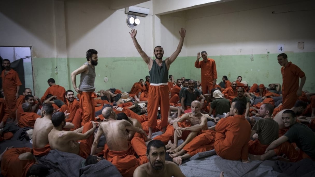 La prison d'Hassaké, au nord de la Syrie, où s'entassent quelque 5.000 anciens combattants de l'Etat islamique (EI).
