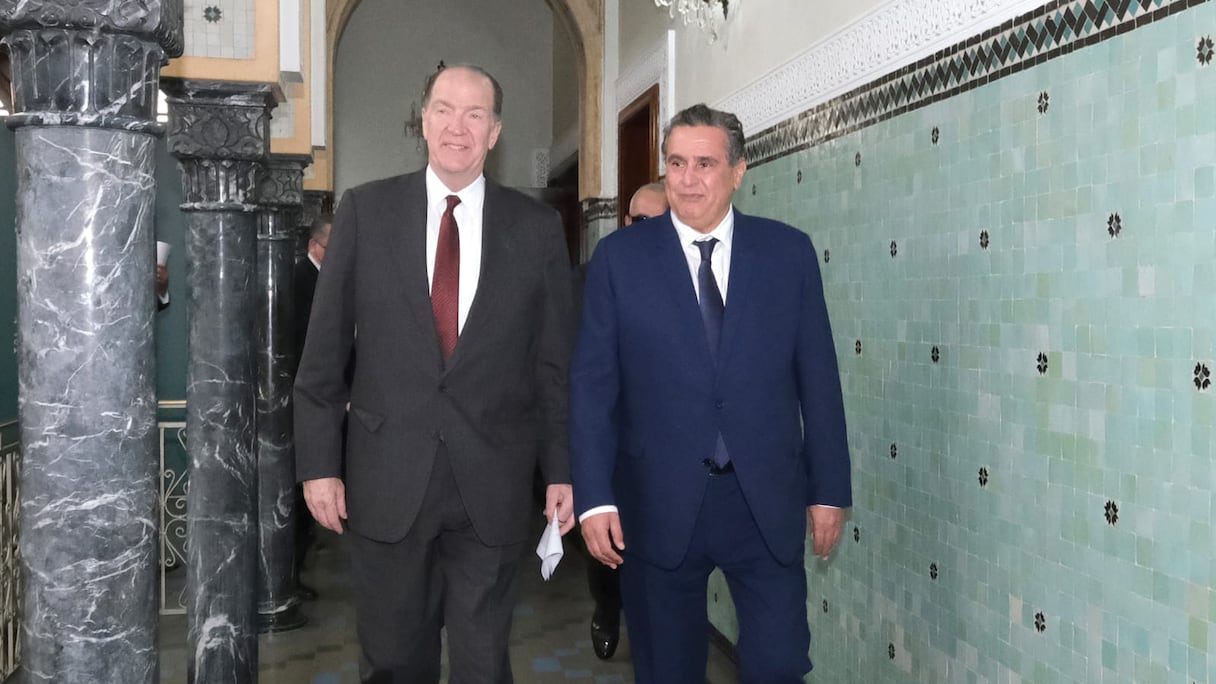 Le chef du gouvernement, Aziz Akhannouch, s'est entretenu, ce mercredi 23 mars 2022 à Rabat, avec le président du groupe de la Banque mondiale, David Malpass.
