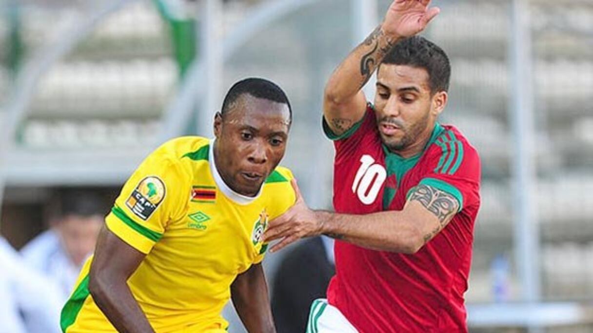 Mohcine Moutouali, joueur de la sélection marocaine des locaux, lors du match contre le Burkina Fasso.

