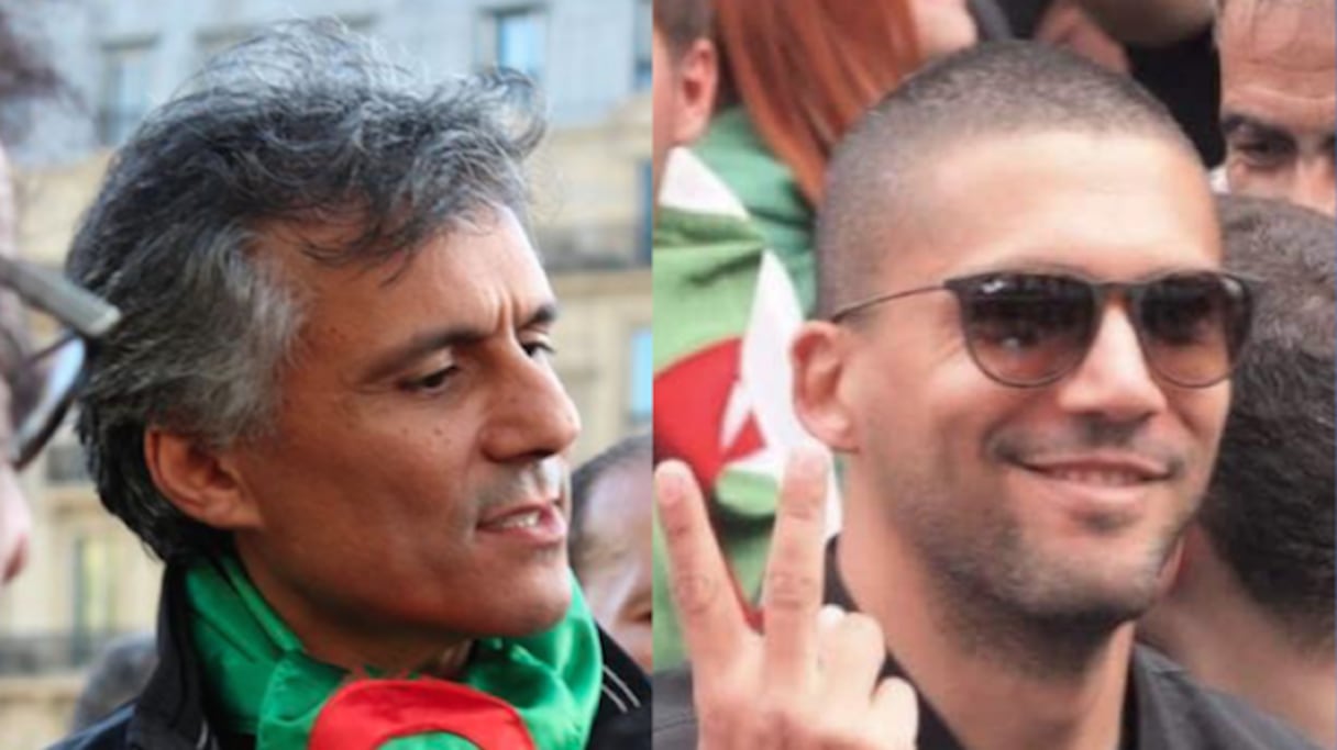 Rachid Nekkaz, opposant et fondateur du Mouvement pour la jeunesse et le changement (MJC), et Khaled Drareni, journaliste et militant.
