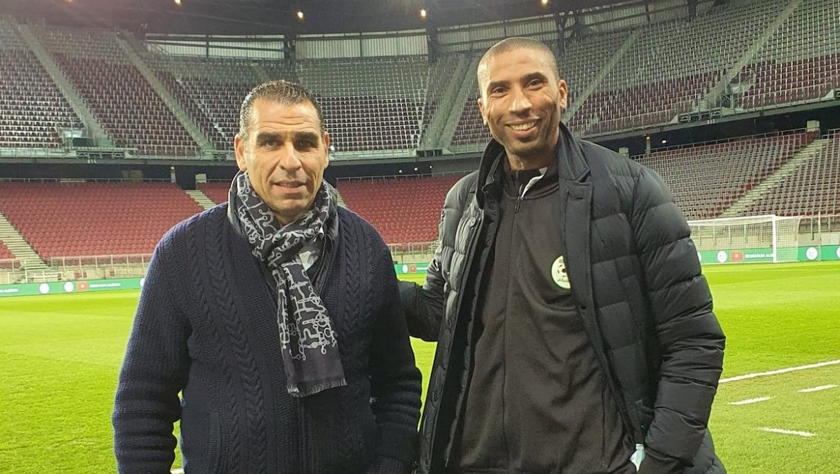 L’ancien international marocain Abdeslam Ouaddou et le président de la Fédération algérienne de football Kheïreddine Zetchi.
