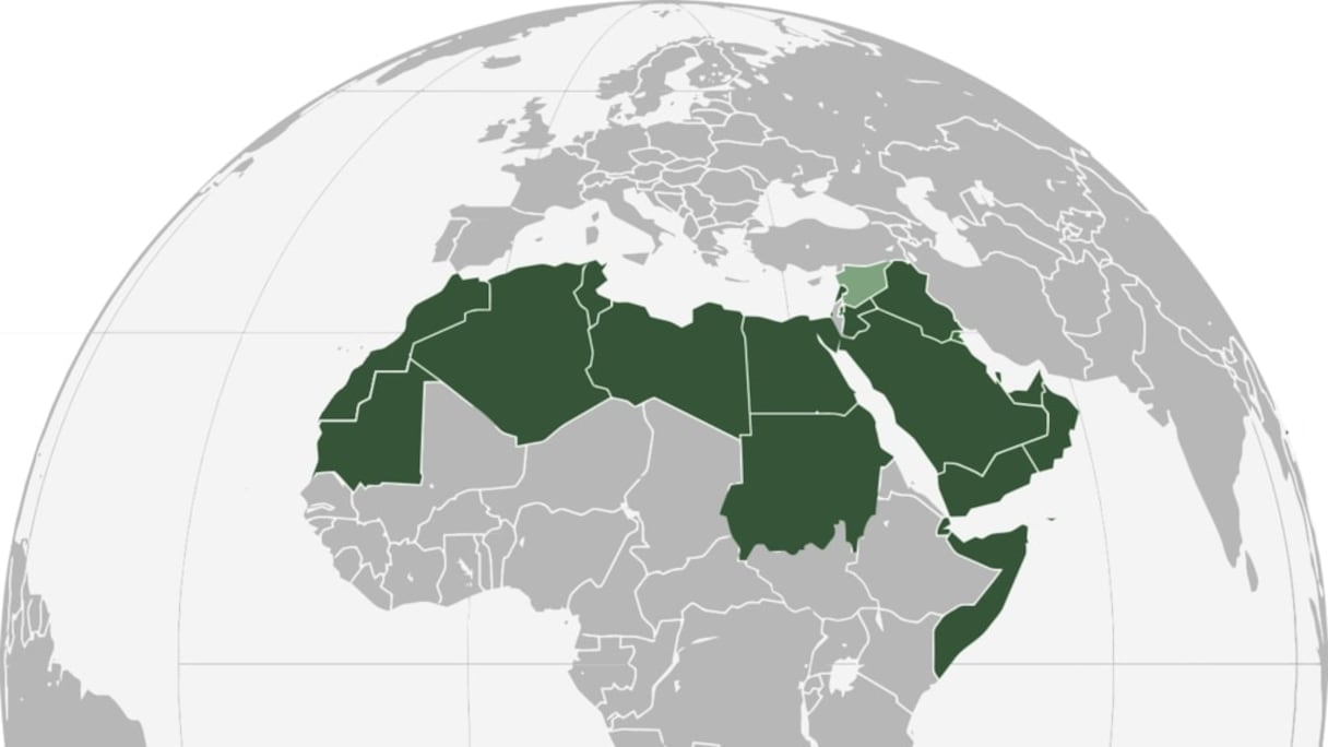 La carte des pays membres de la Ligue arabe, dont le Maroc. 
