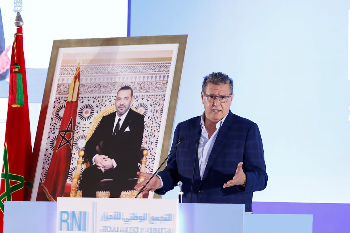 Le président du RNI, Aziz Akhannouch, à Casablanca le 13 mai 2023.