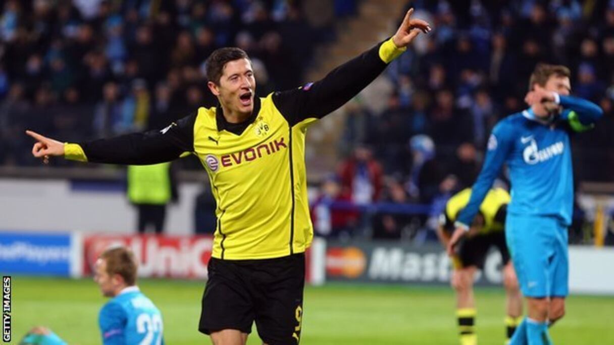 L'attaquant polonais de Dortmund, Robert Lewandovski auteur d'un doublé, enterre les chances du Zenith.
