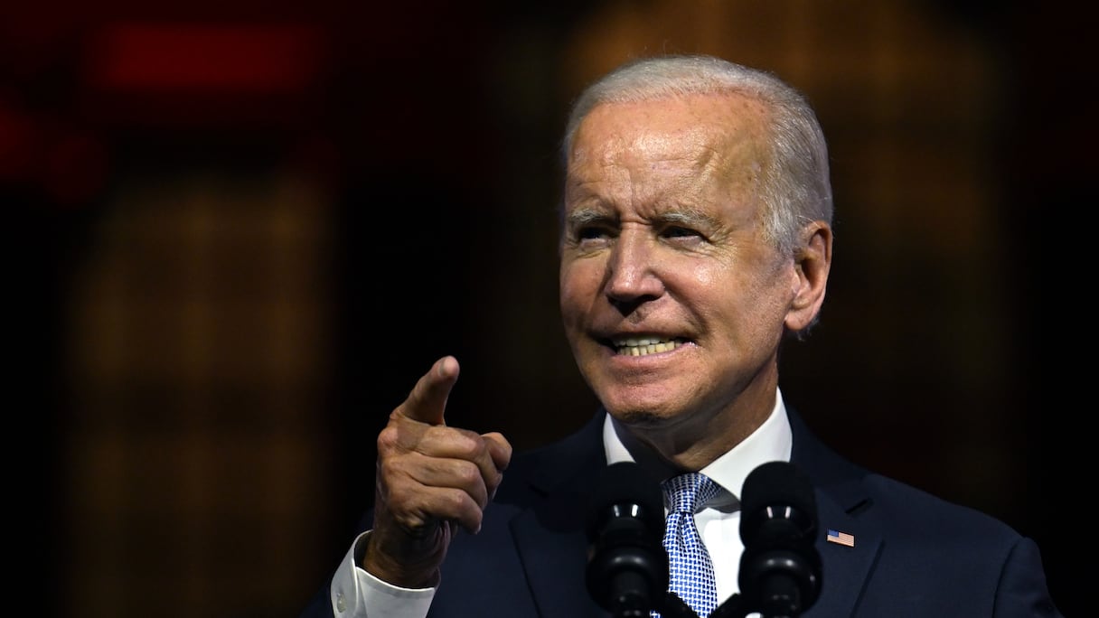 Le président américain Joe Biden donne un discours à l'Independence National Historical Park de Philadelphie, en Pennsylvanie, le 1er septembre 2022.
