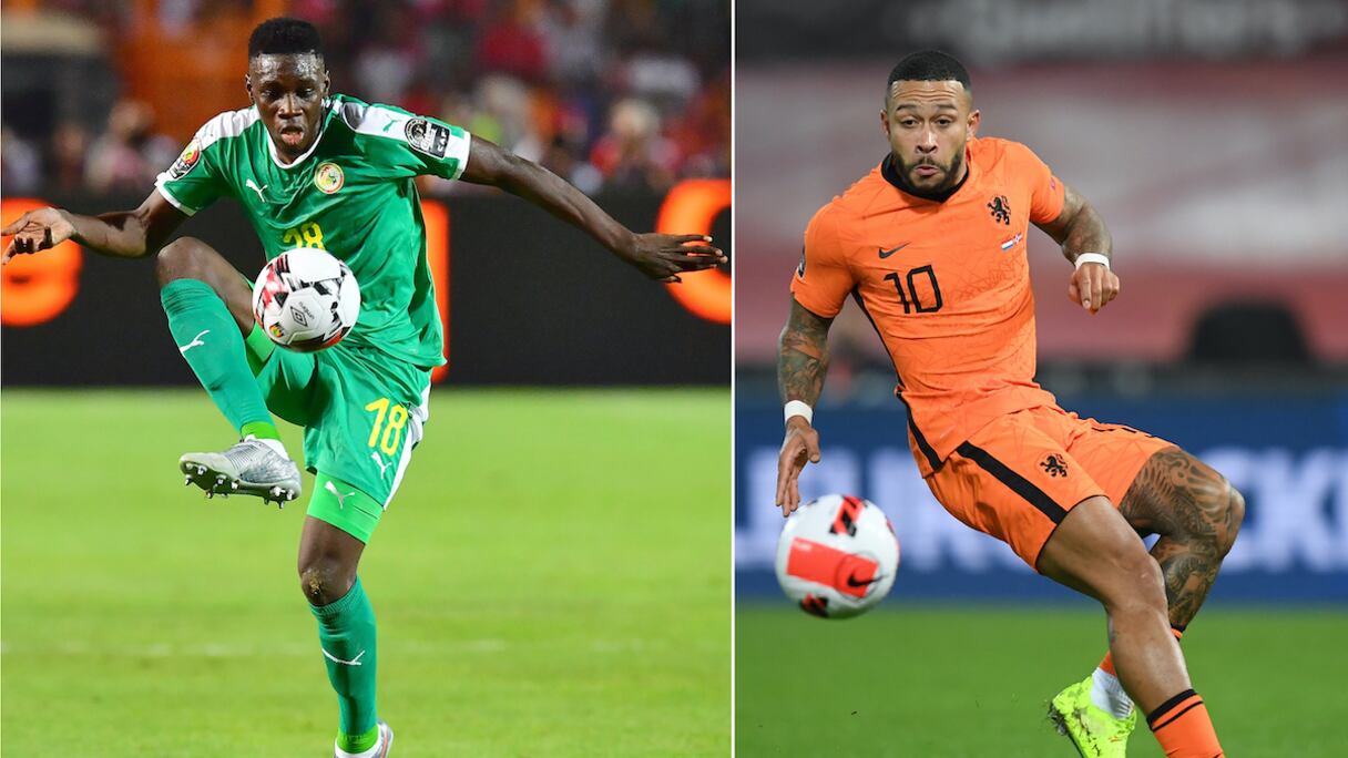 Ismaïla Sarr et Memphis Depay. 
