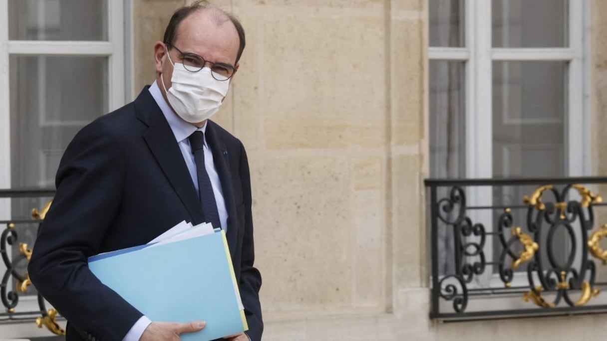 Le Premier ministre français Jean Castex, à l'issue de la réunion hebdomadaire du cabinet au palais présidentiel de l'Elysée, à Paris, le 8 avril 2021.
