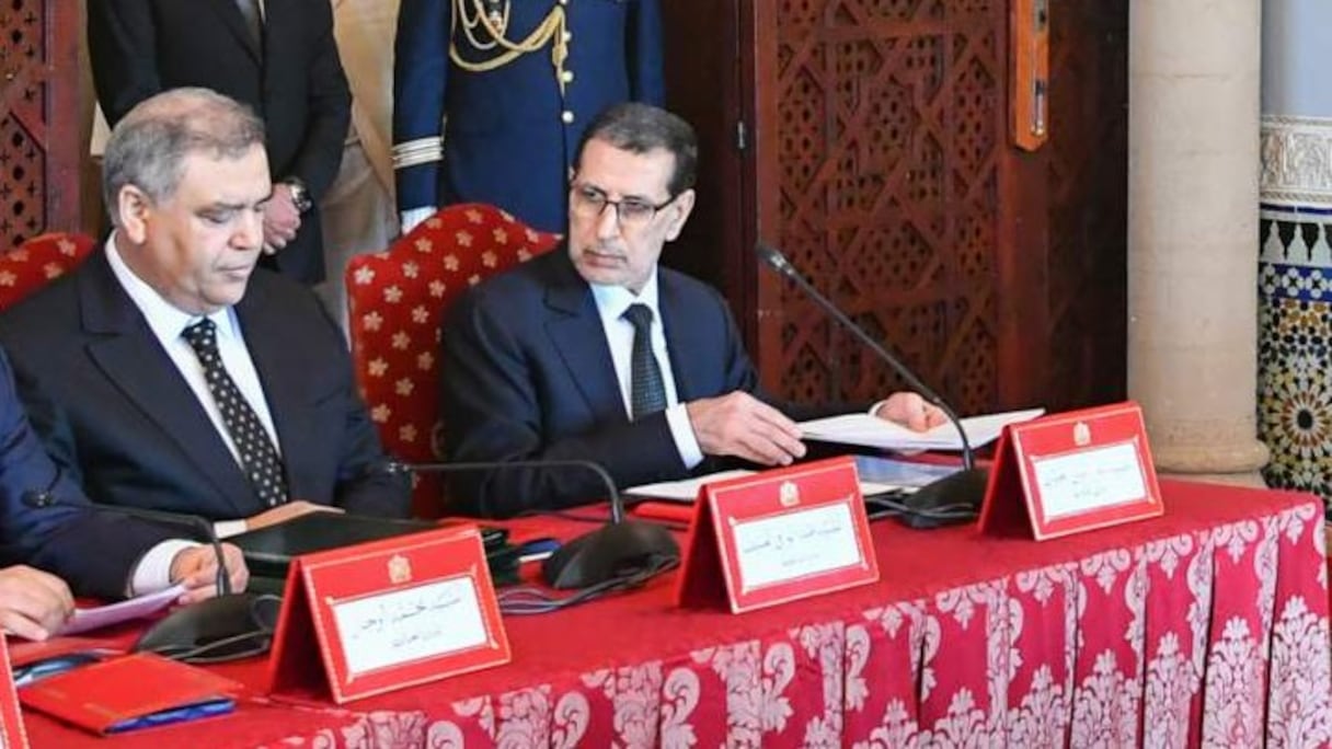 Abdelouafi Laftit, ministre de l'Intérieur, et le chef du gouvernement, Saâd Eddine El Othmani.
