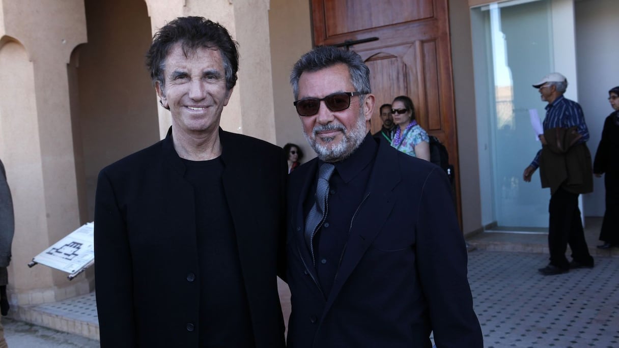 Jack Lang, un amoureux du Maroc et une personnalite appréciée et très sollicitée dont Amine Kabbaj, posant à ses côtés, est heureux de la présence au festival. 
