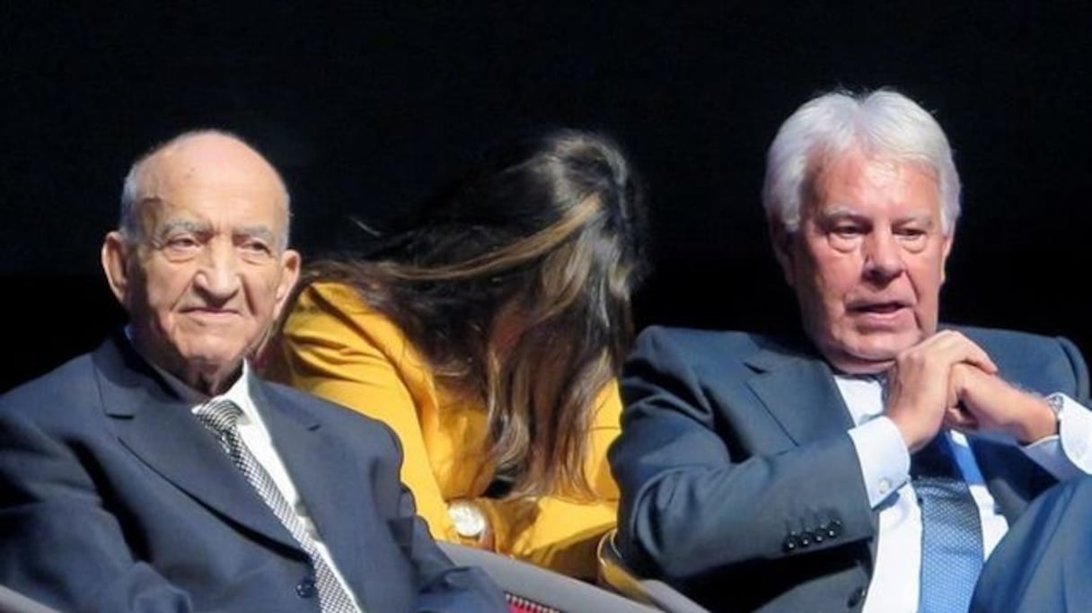 Felipe González et Abderrahmane Youssoufi, le jeudi 8 mars 2018, à Rabat.
