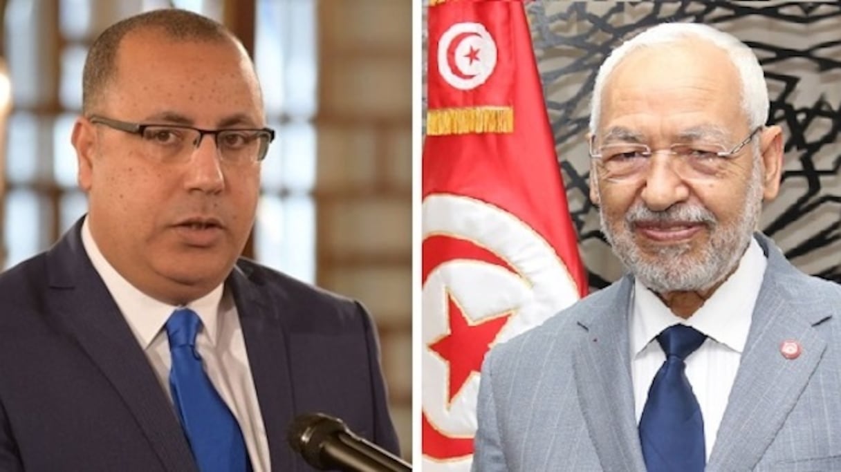 Hichem Mechichi et Rached Ghannouchi.
