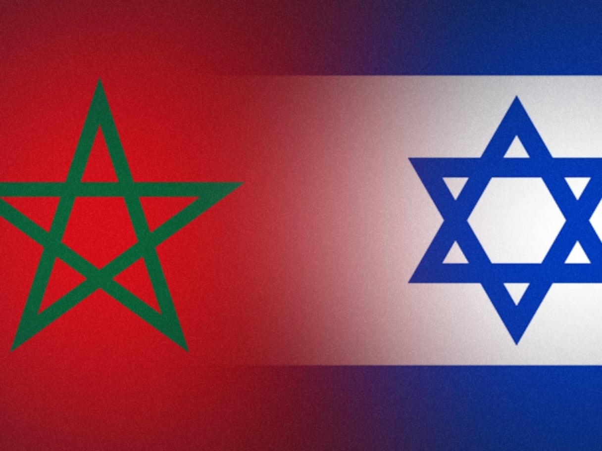 Les drapeaux du Maroc et d'Israël.
