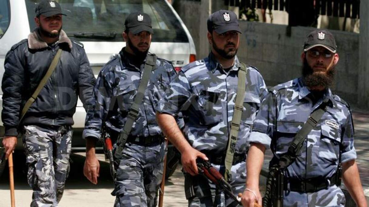 Forces de sécurité du Hamas en patrouille.
