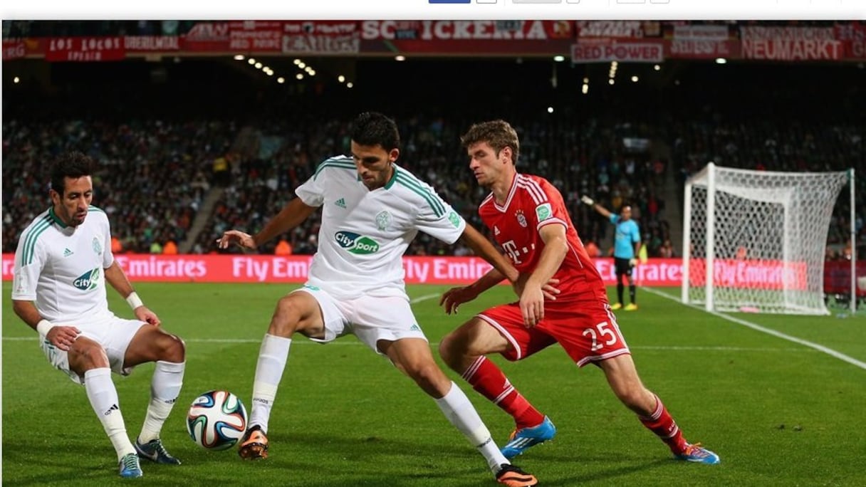 A la deuxième mi-temps, les joueurs du Raja tentent de reprendre la main face à une équipe allemande gonflée à bloc
