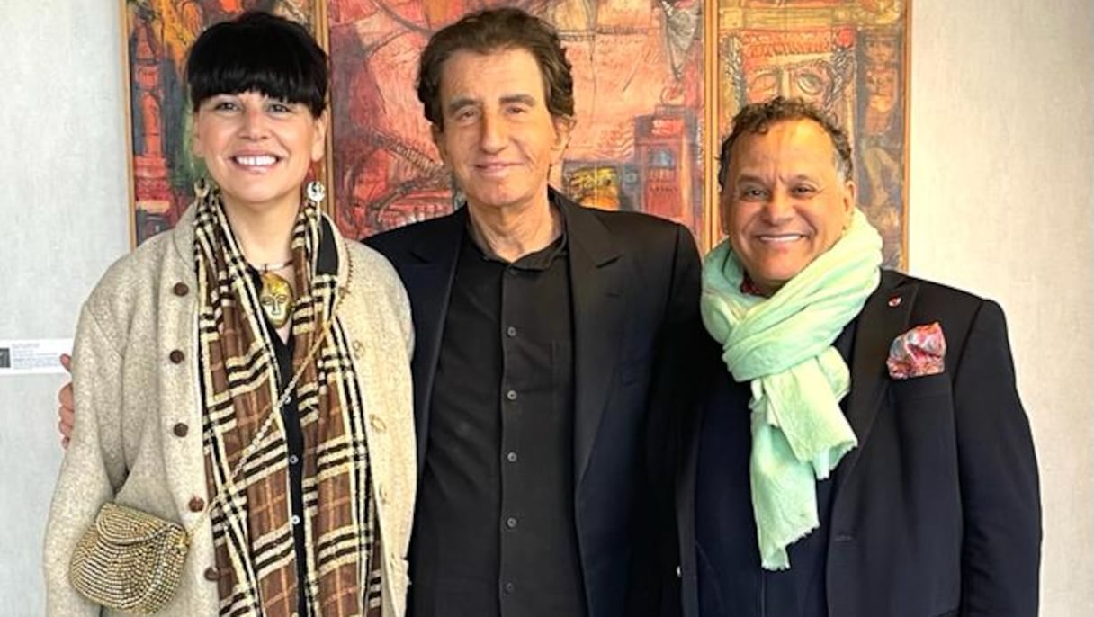 Nathalie Bondil, directrice du musée et des expositions de l’Institut du monde arabe (IMA), Jack Lang, président de l’IMA et Mehdi Qotbi, président de la Fondation nationale des musées (FNM).
