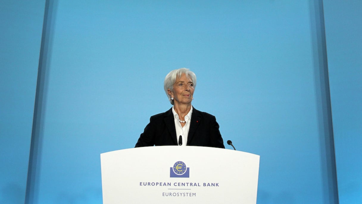 La présidente de la Banque centrale européenne, Christine Lagarde, lors d'un point de presse suite à la réunion du conseil des gouverneurs de la BCE à Francfort, le 27 octobre 2022.
