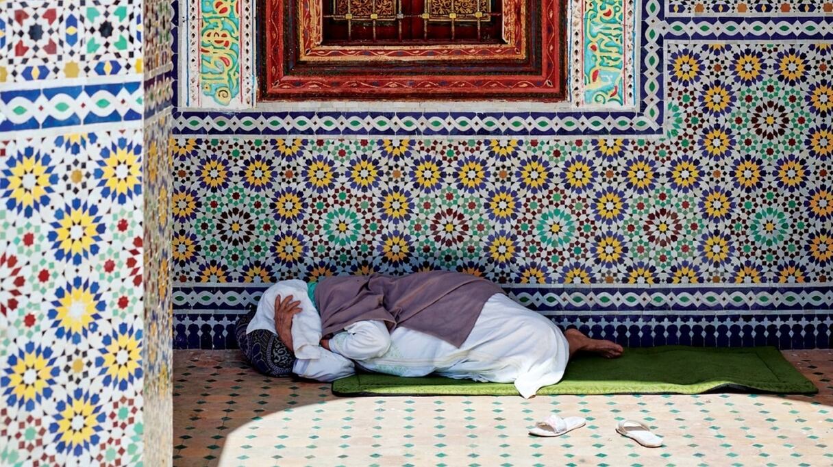 L'extérieur d'un sanctuaire près de la bibliothèque Tamegroute du XVIIe siècle, qui abrite l'une des plus importantes collections coraniques au monde.
