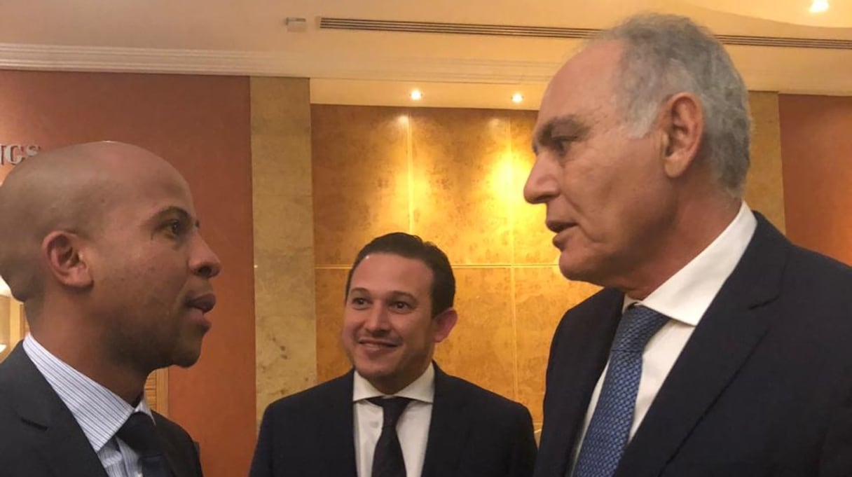 Salaheddine Mezouar, président de la CGEM (à droite) avec Mtho Xulu (à gauche), le nouveau président du SACCI, la plus grande organisation d’entreprises en Afrique du Sud.
