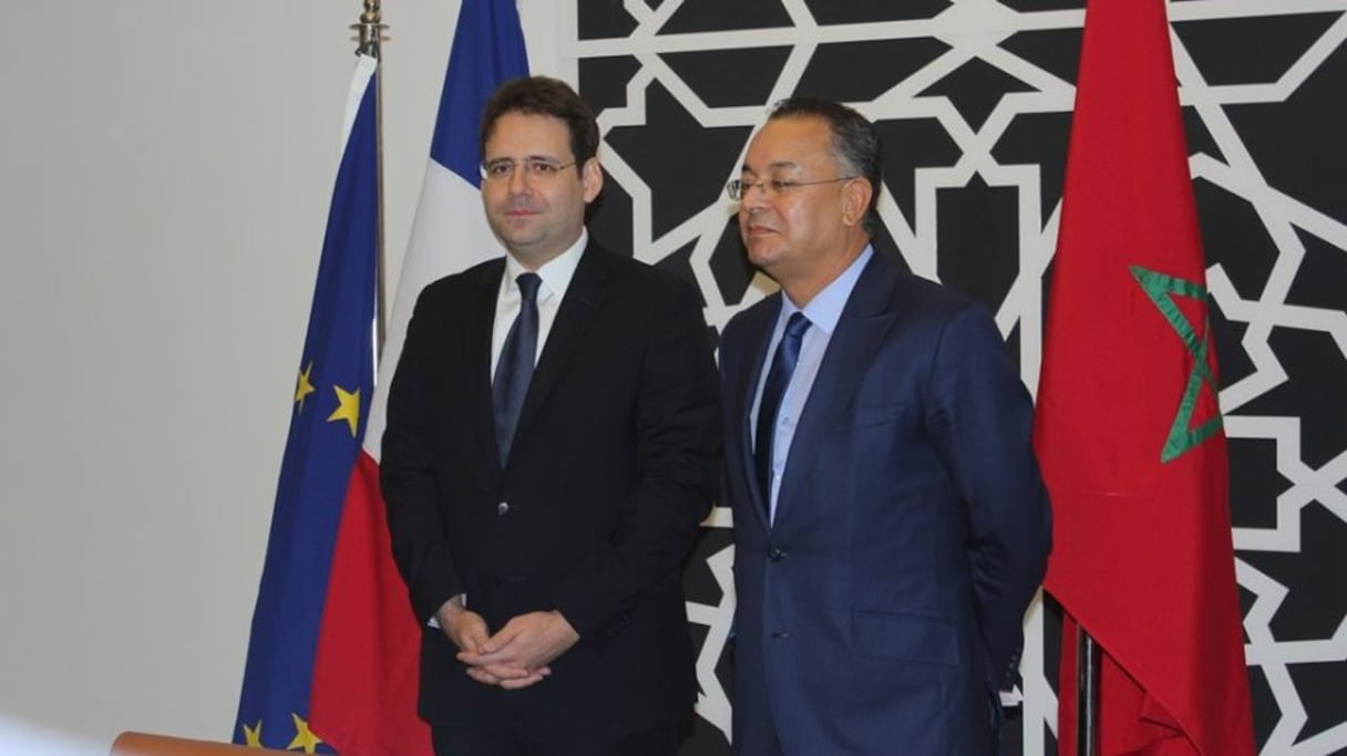 Lahcen Haddad au côté de Mattihas Fekl lors de sa visite au royaume.
