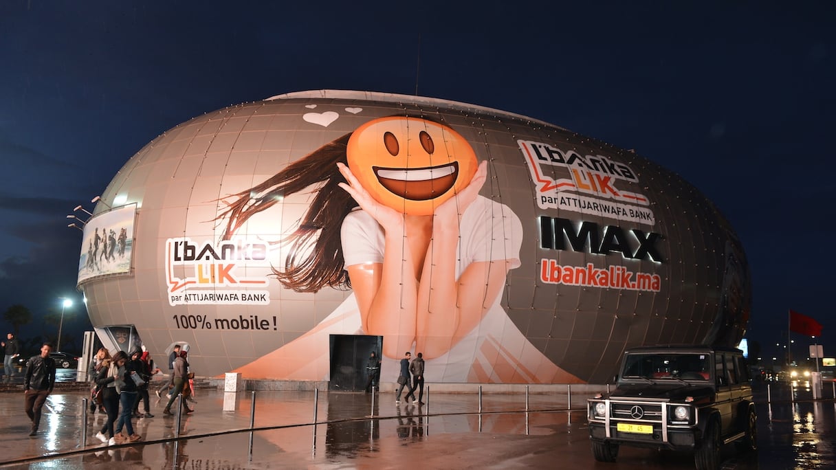 Le visuel de "L'bankalik" à l'Imax du Morocco Mall.
