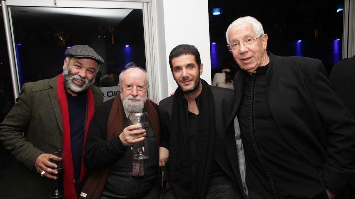 Les Ayouch père et fils, avec Michel Butor et Mohamed Mourabiti.
