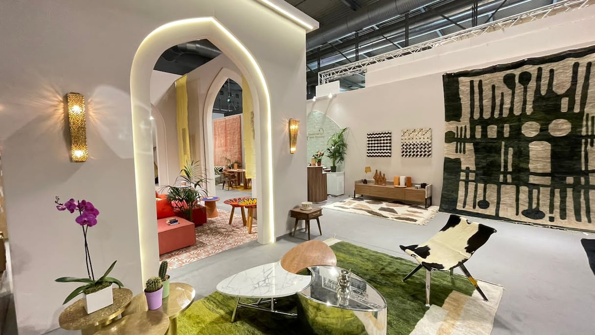 Le pavillon du Maroc au Salone del Mobile 2023 à Milan, dont le design, la scénographie et le commissariat ont été confiés au designer Hicham Lahlou.