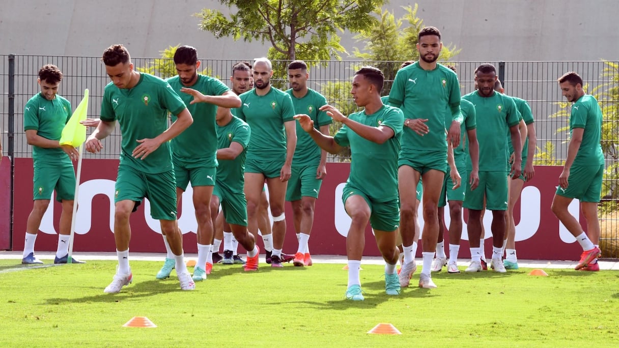 Entrainement des Lions de l'Atlas au complexe Mohammed VI de football.