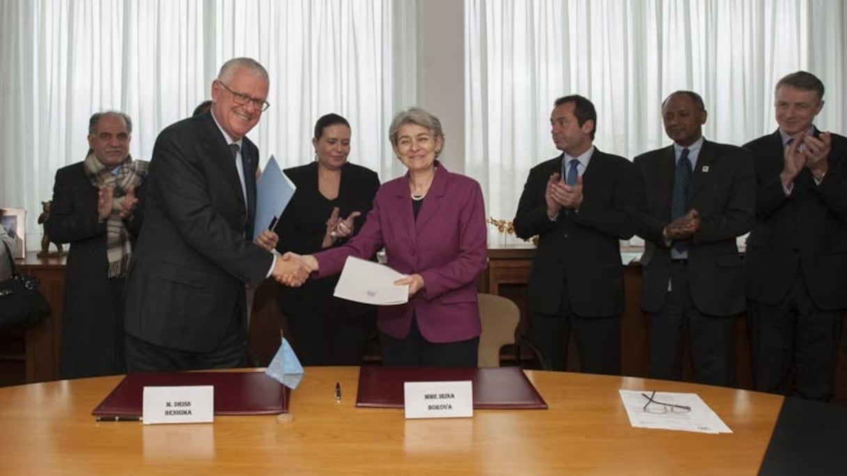 Irina Bokova et Driss Benhima, lors d'une récente visite de la DG de l'UNESCO au Maroc.
