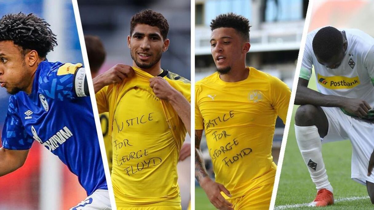 Hakimi, Sancho et 2 autres joueurs de Bundesliga rendent hommage à George Floyd.
