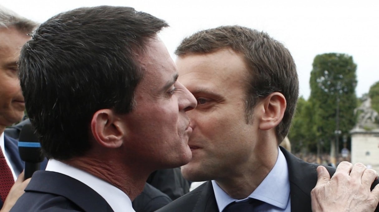 Manuel Valls et Emmanuel Macron, le 14 juillet 2016 à Paris.
