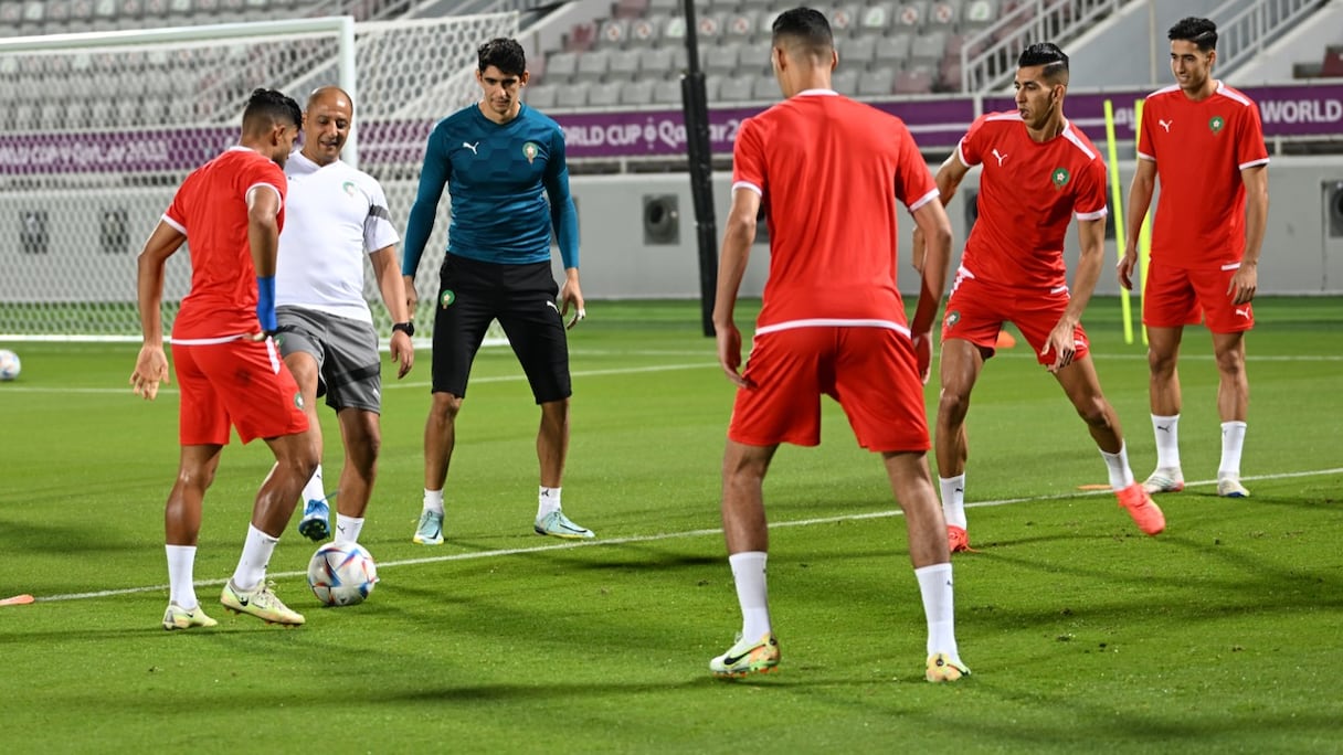 Les Lions de l'Atlas aux entrainements à Doha, samedi 3 décembre 2022.
