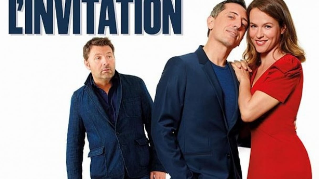 Gad Elmaleh en compagnie de Lucie Jeanne et Philippe Lellouche dans la pièce de théâtre "L'invitation"
