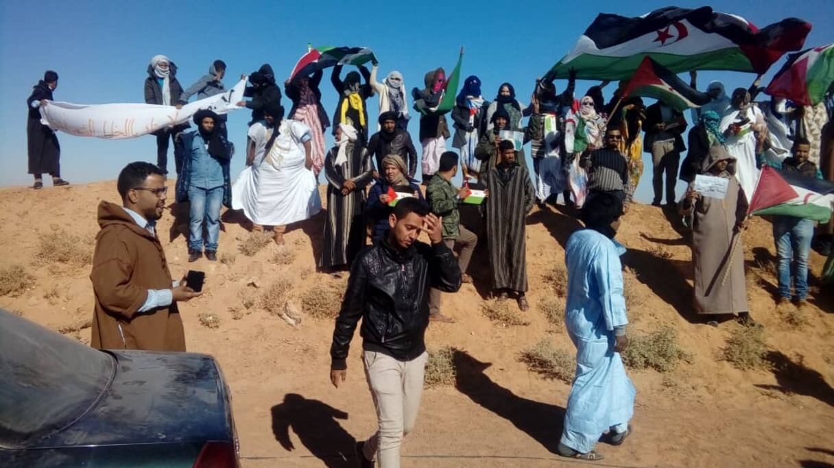 Photo du sit-in observé ce jeudi 31 janvier 2019 devant la représentation du HCR, à Rabouni. 
