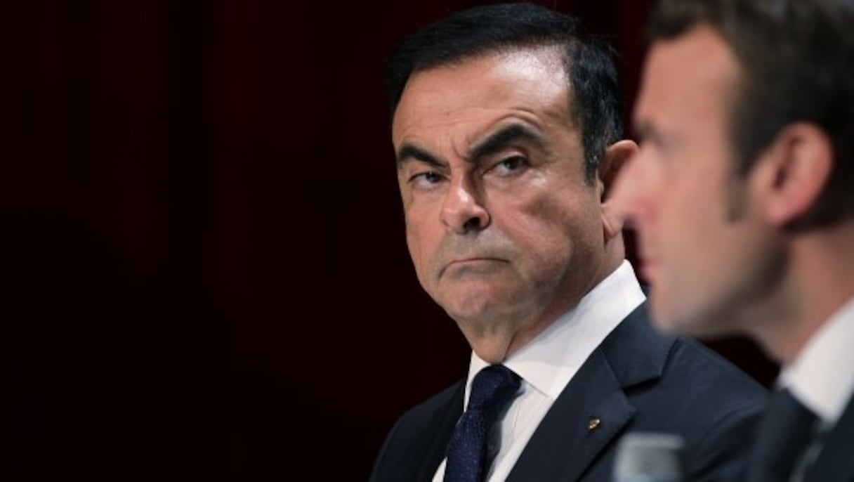 Carlos Ghosn et le président français Emmanuel Macron.
