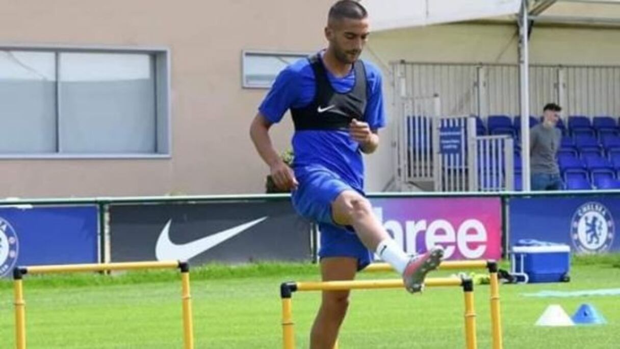 Premier entraînement de Hakim Ziyech avec Chelsea, samedi 11 juillet 2020.
