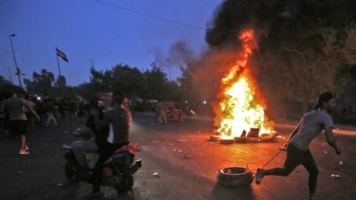 Affrontements entre manifestants et forces de l'ordre à Bagdad, le 5 octobre 2019.