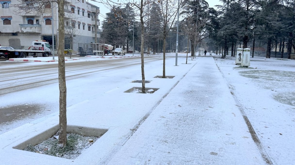 Une localité de la province d’Al Hoceima, sous la neige le 24 janvier 2023.
