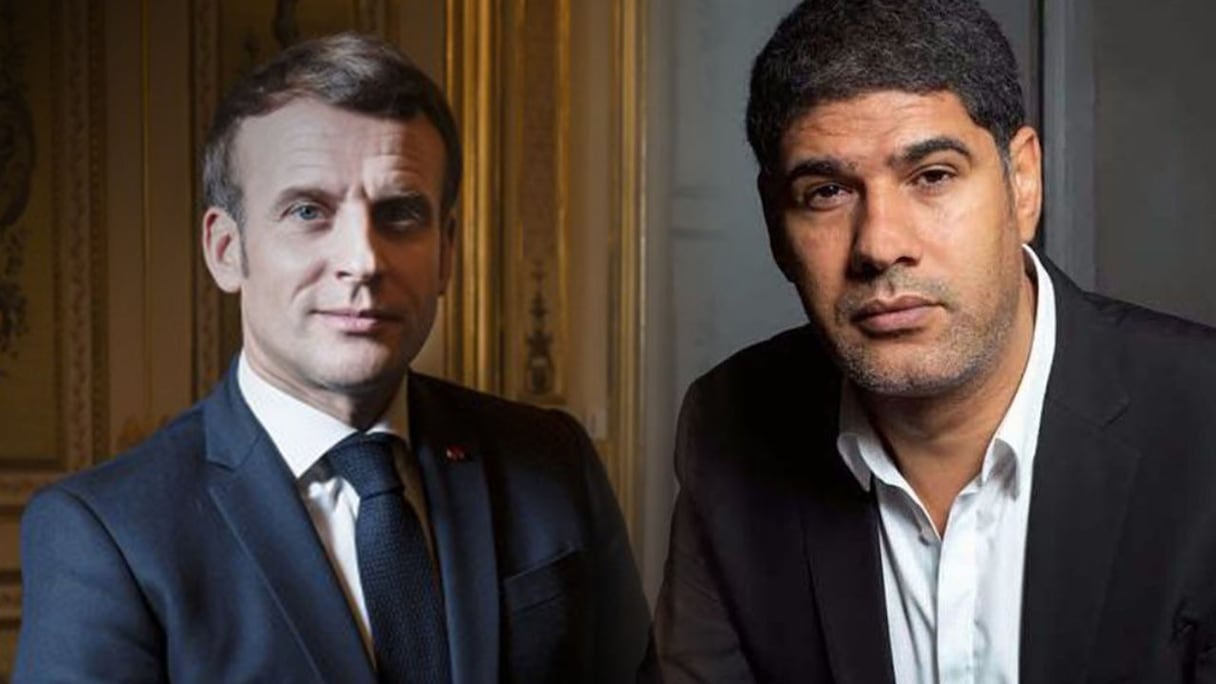 Emmanuel Macron, président de la République française, et Rachid Benzine, islamologue, politologue et écrivain (photomontage).
