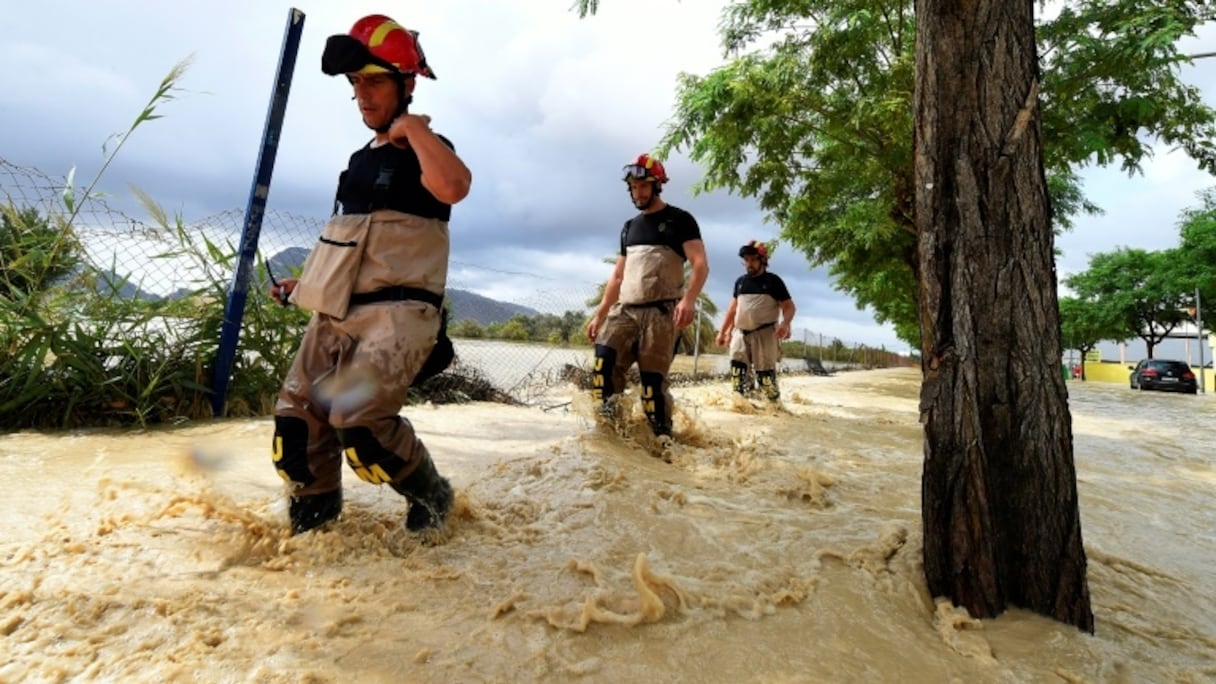 Des soldats ont participé aux opérations de secours dans le sud-est de l'Espagne en proie à des inondations, le 13 septembre 2019.
