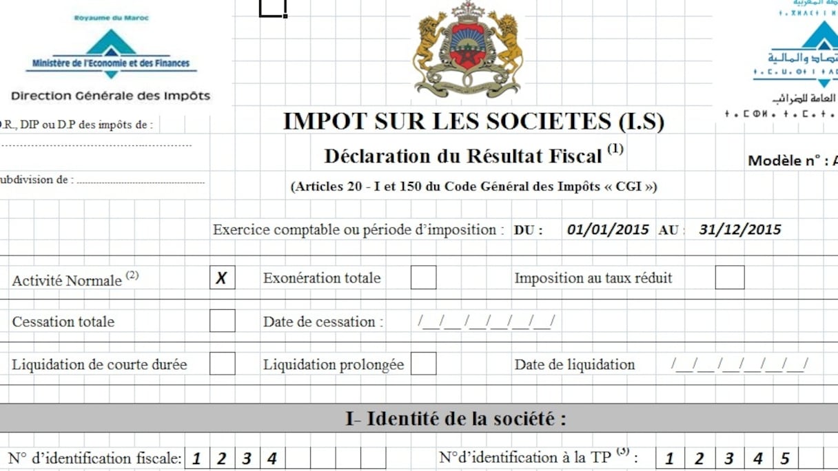 Déclaration du résultat fiscal
