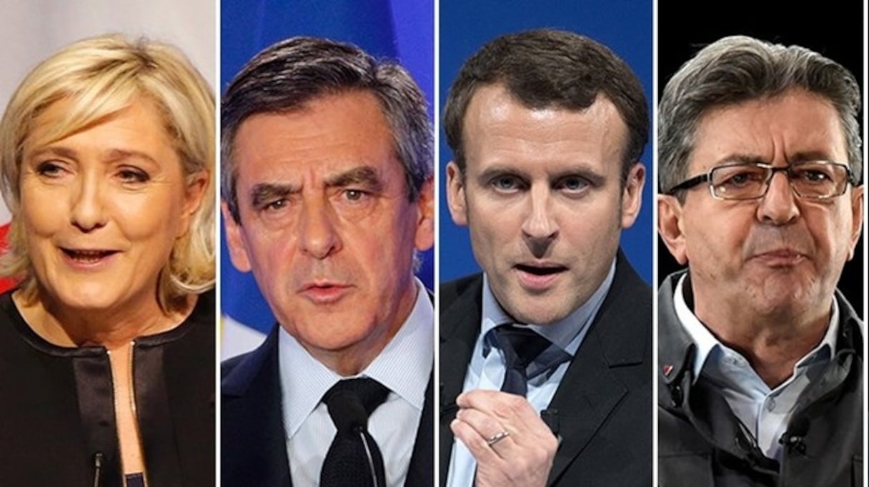 Marine Le Pen, François Fillon, Emmanuel Macron et Jean-Luc Mélenchon.
