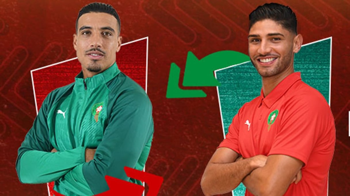 Les internationaux marocains Nabil Dirar et Achraf Lazaar.
