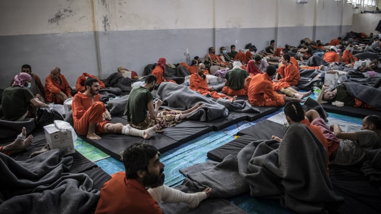 La prison d'Hassaké, au nord de la Syrie, où s'entassent quelque 5.000 anciens combattants de l'Etat islamique (EI).
