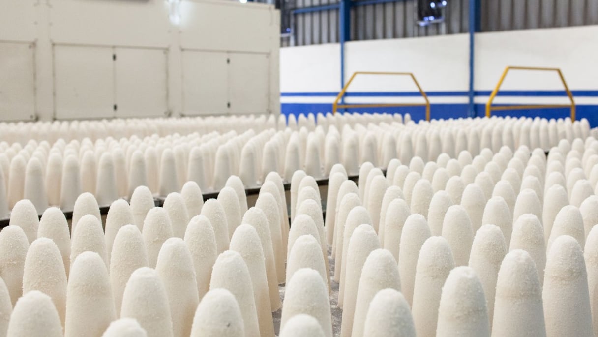 Pains de sucre dans une usine du groupe Cosumar. 
