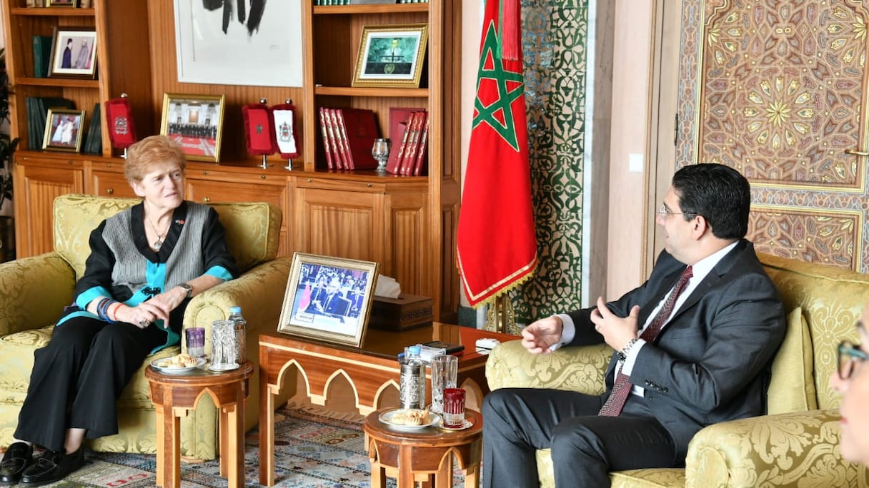 Nasser Bourita, ministre des Affaires étrangères, et l'ambassadrice Deborah Lipstadt, envoyée spéciale des Etats-Unis chargée de surveiller et combattre l'antisémitisme, mardi 15 novembre 2022. 
