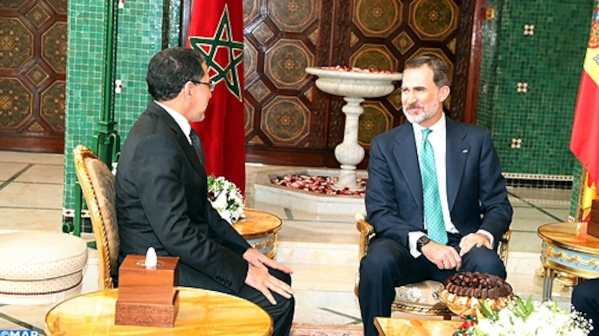 Le Roi Don Felipe VI recevant le chef du gouvernement, Saâd Dine El Otmani.
