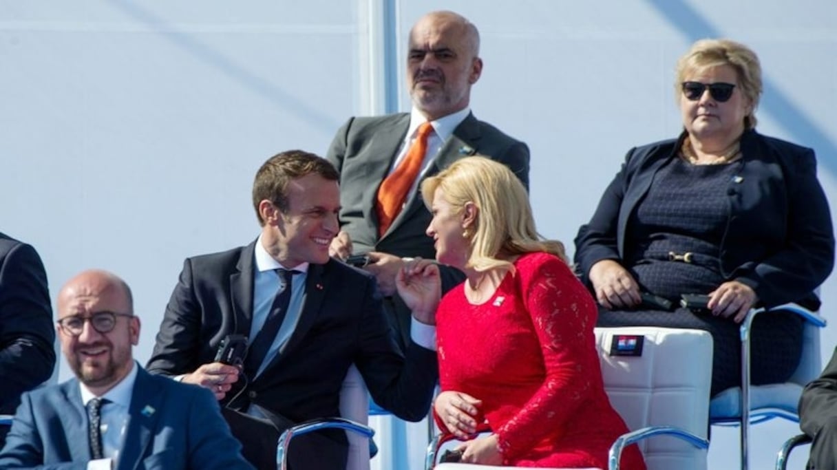 Emmanuel Macron et Kolinda Grabar-Kitarović, la présidente de la Croatie
